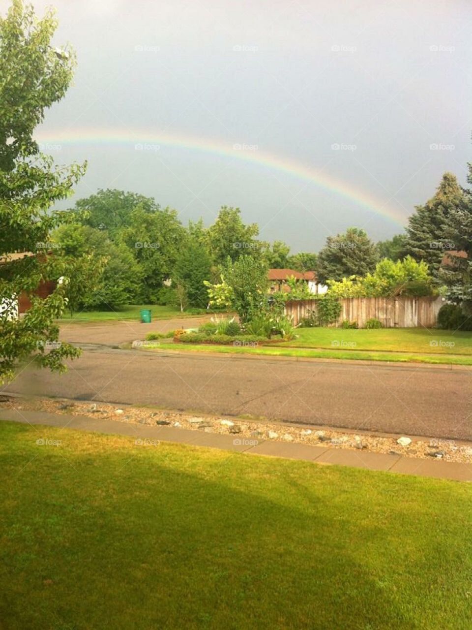 Neighborhood Rainbow at dusk in Utah. 