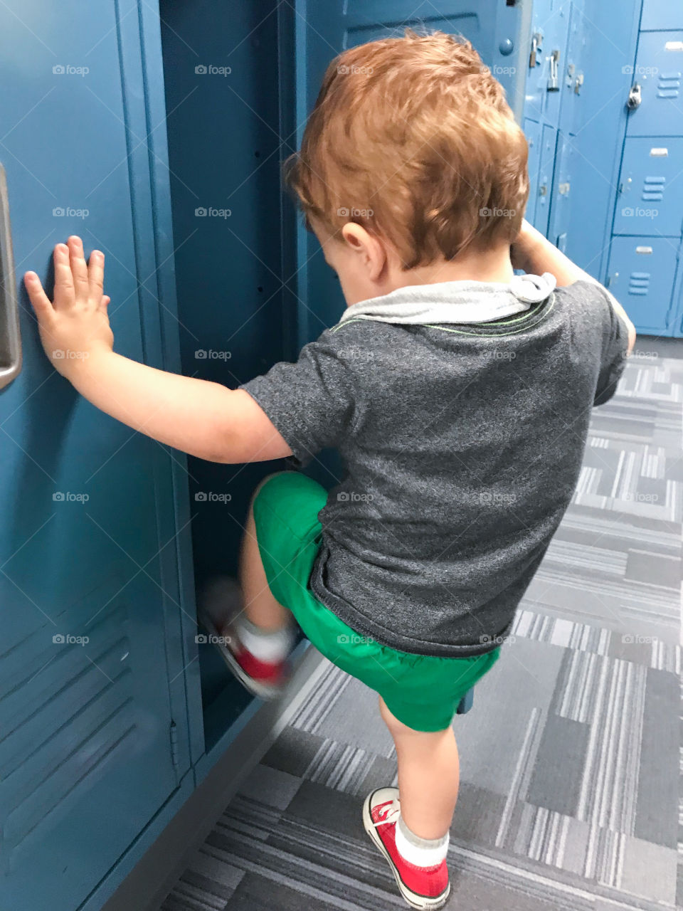 Climbing into the locker 