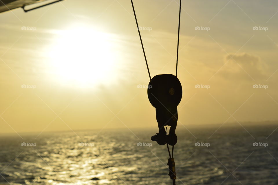 view from the ship on the sunrise