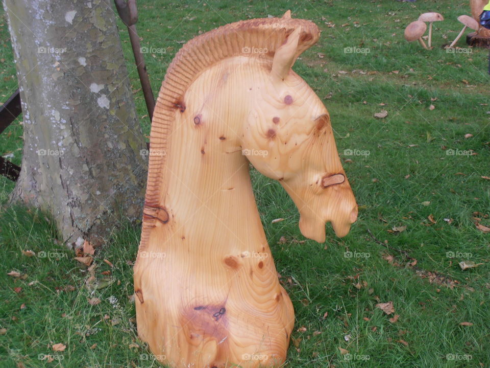 A Wooden Carved Horses Head