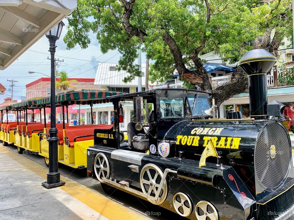 Locomotive to transport people in Key West city, USA