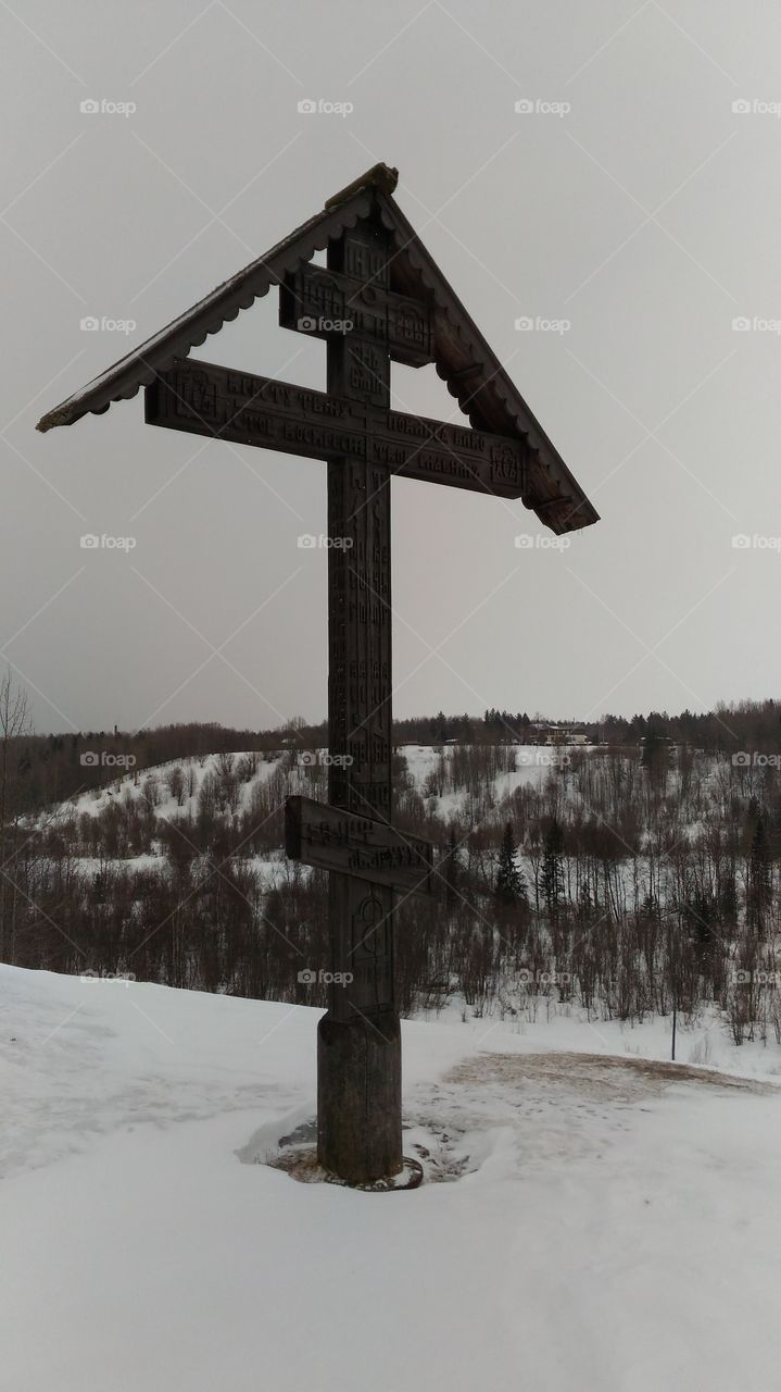 Russian north.museum "Malye Karelys".hill.the Christian Cross.