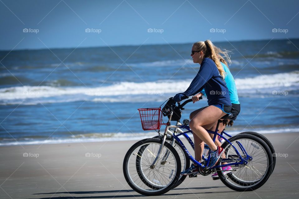 cycling on the beach