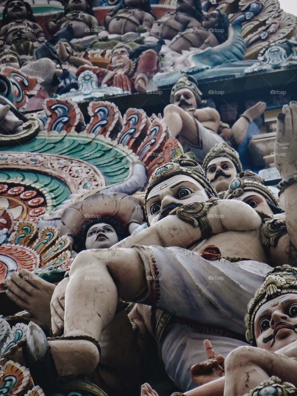 Low angle view of temple sculpture, India