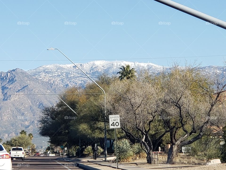 snow on the mountains