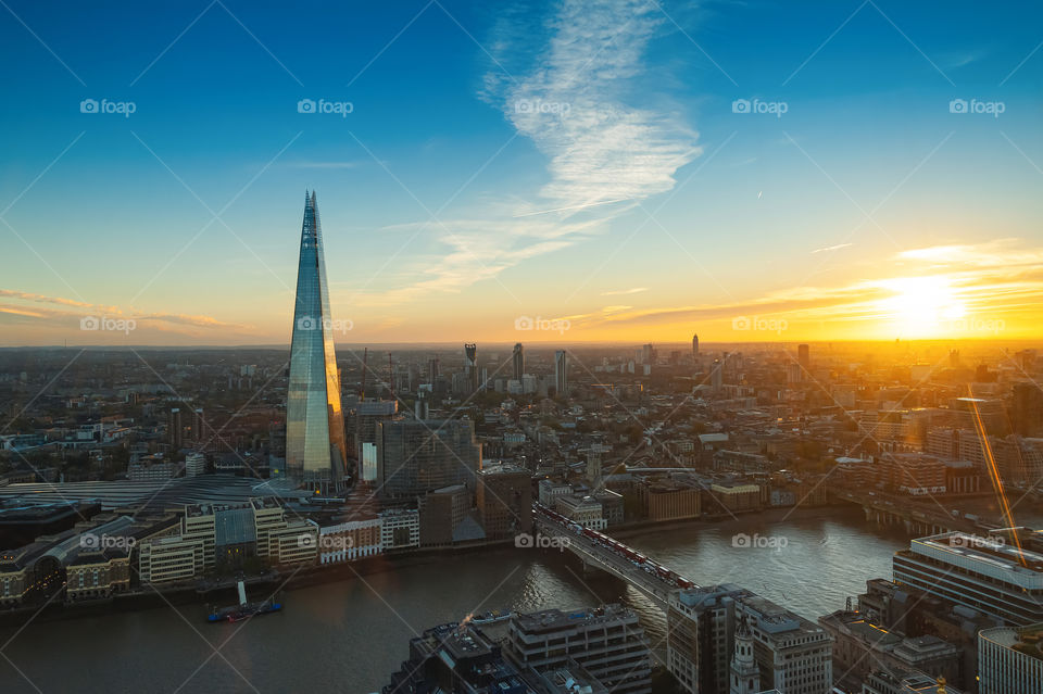 Sunset over London. UK.