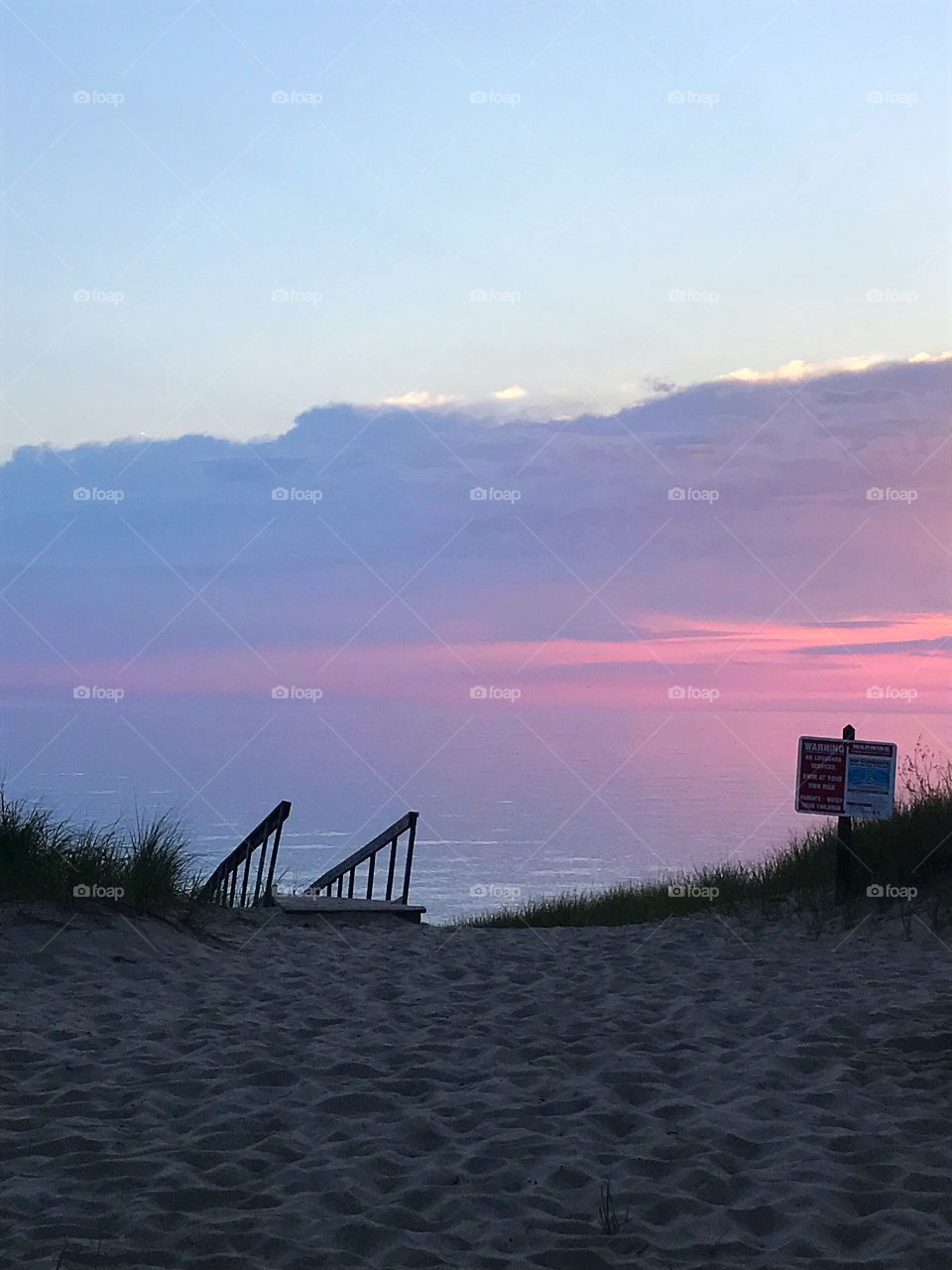 Sunset by the beach Lake Michigan 
