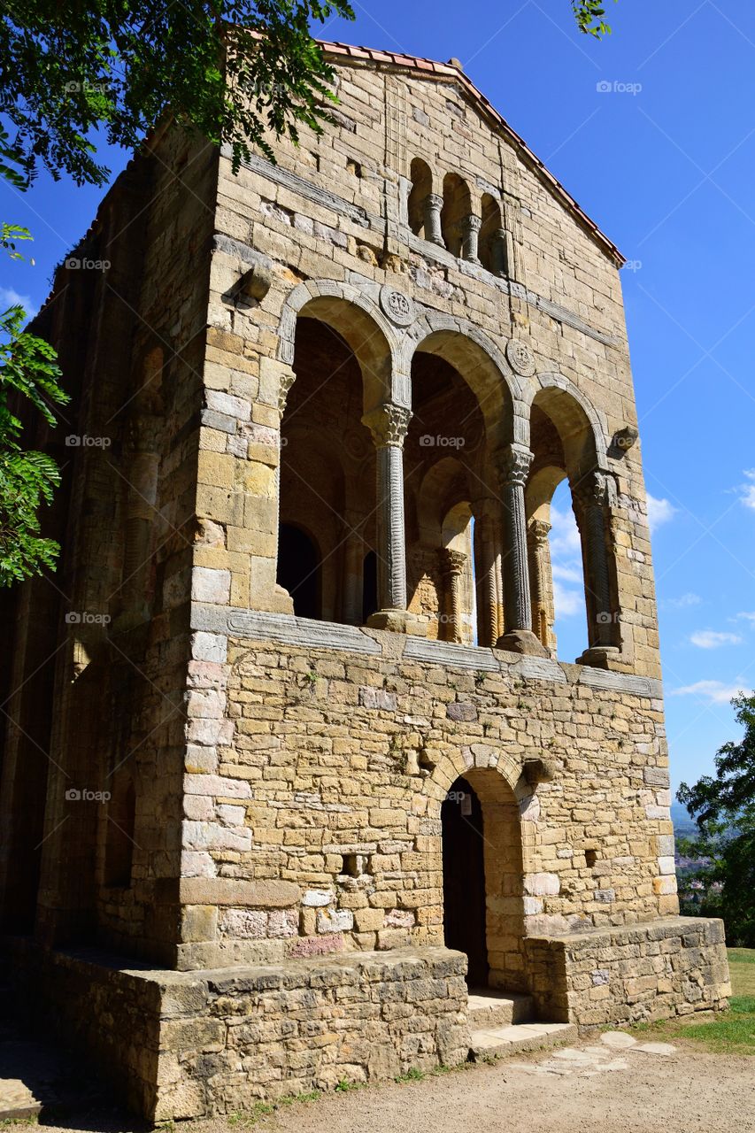 Pre-Romanesque church of St. Mary on the slopes of Mount Naranco, 3 km from Oviedo, in Asturias, Spain.