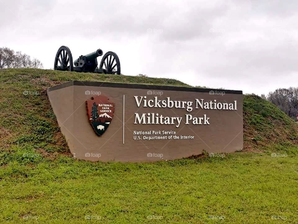 Vicksburg National Military Park, sign, National Park Service, Vicksburg, MS