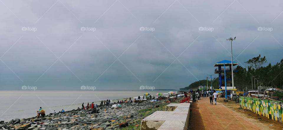 Creating a spectacular sea beach scenery at New Digha,West Bengal,India.