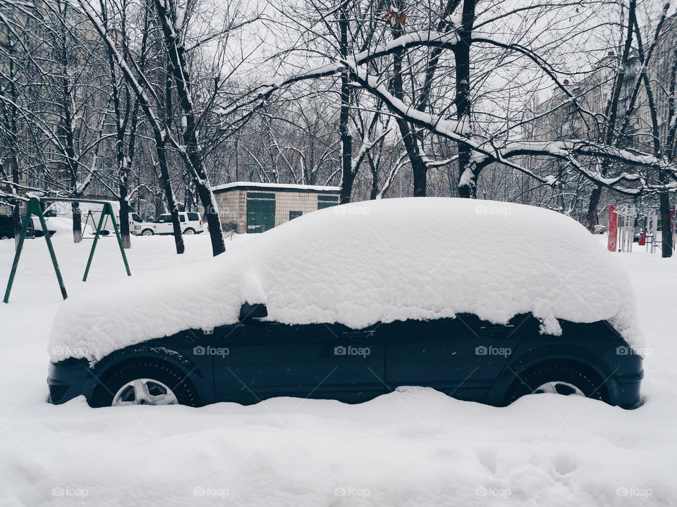 car under the snow, winter, Kiev, Ukraine