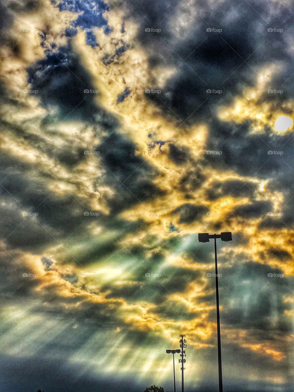 Light streaming through the clouds