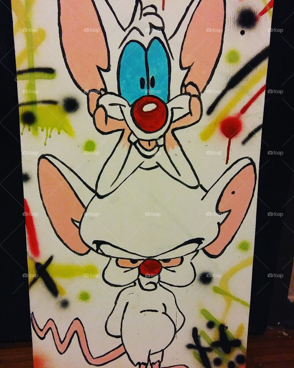 My brand new Pinky and the brain painting by Indie.