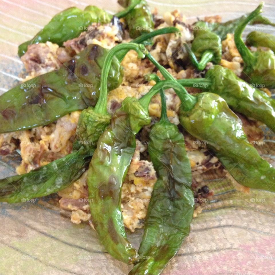 Egg salad and peppers