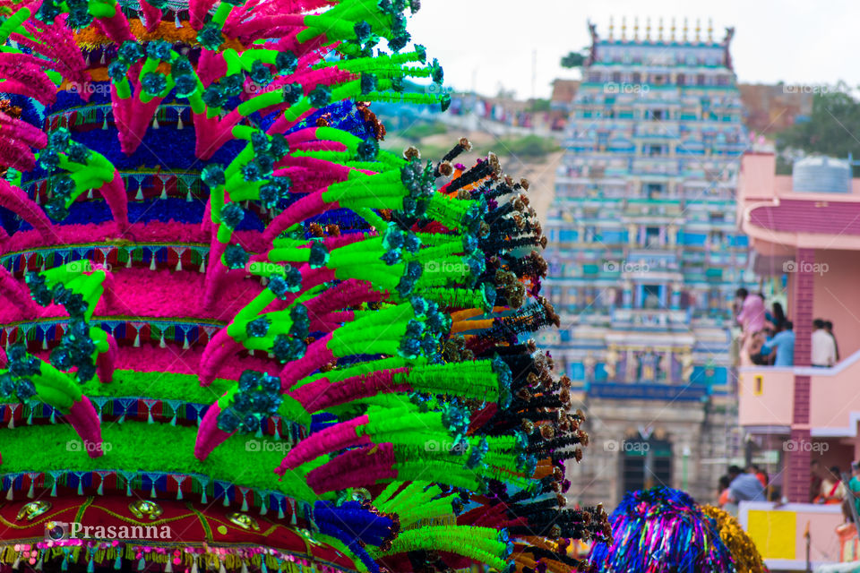 colourful background with temple