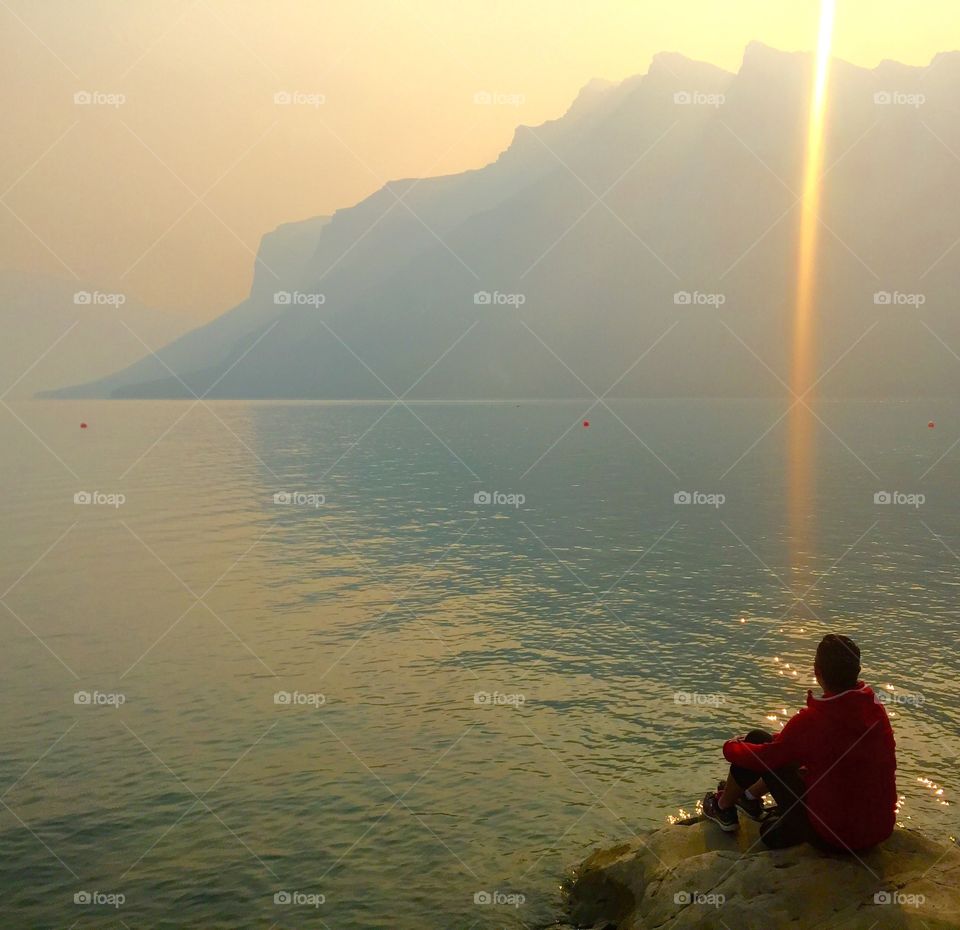 Sunset fog in the mountains