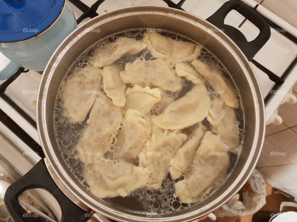 christmas dumplings in boiling water