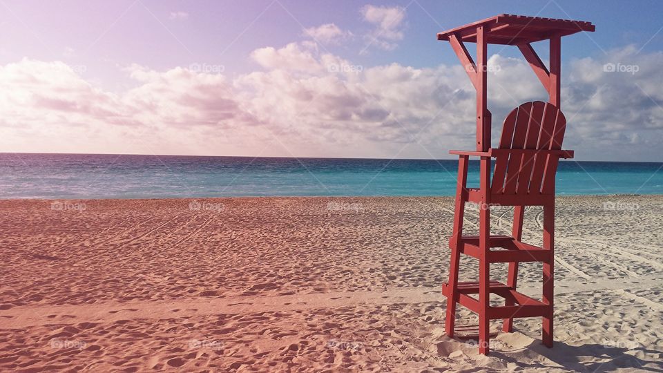 Lifeguard chair on beach