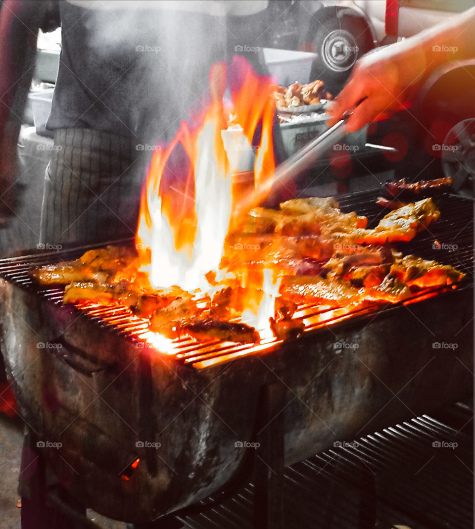 chicken barbecue in winter