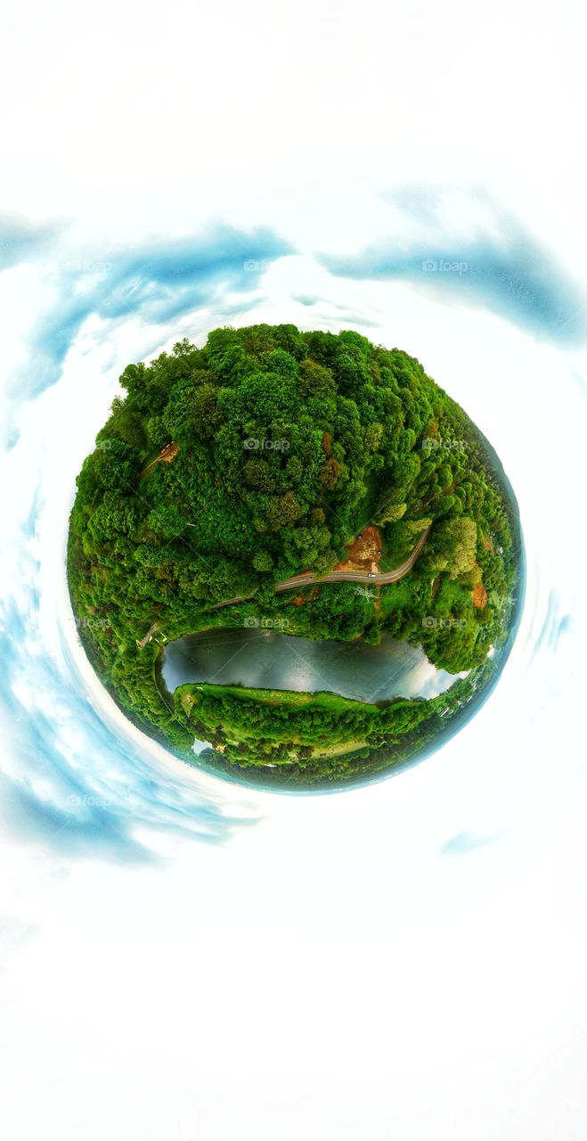 Green little planet. The photo was made with a drone.
