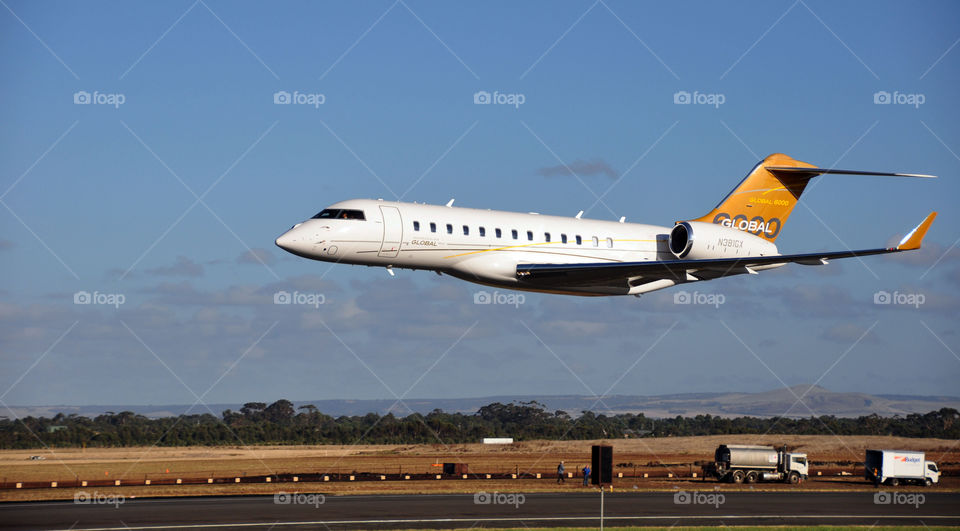 Bombardier Global 6000 Business Jet taking off at the Australian