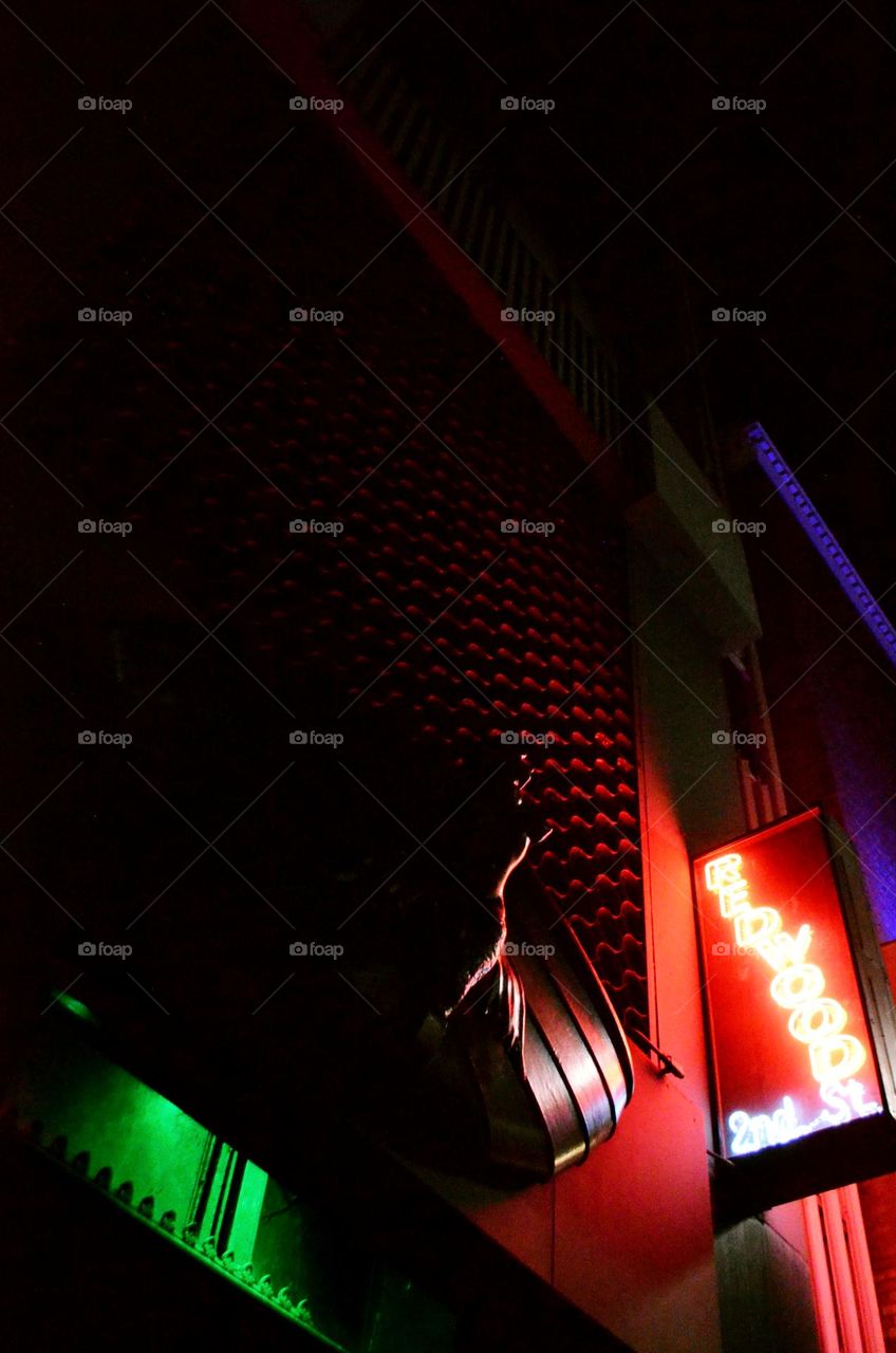 I took this photo outside the Redwood bar and grill. I could pass on the opportunity to capture the light and shadow on the facade.