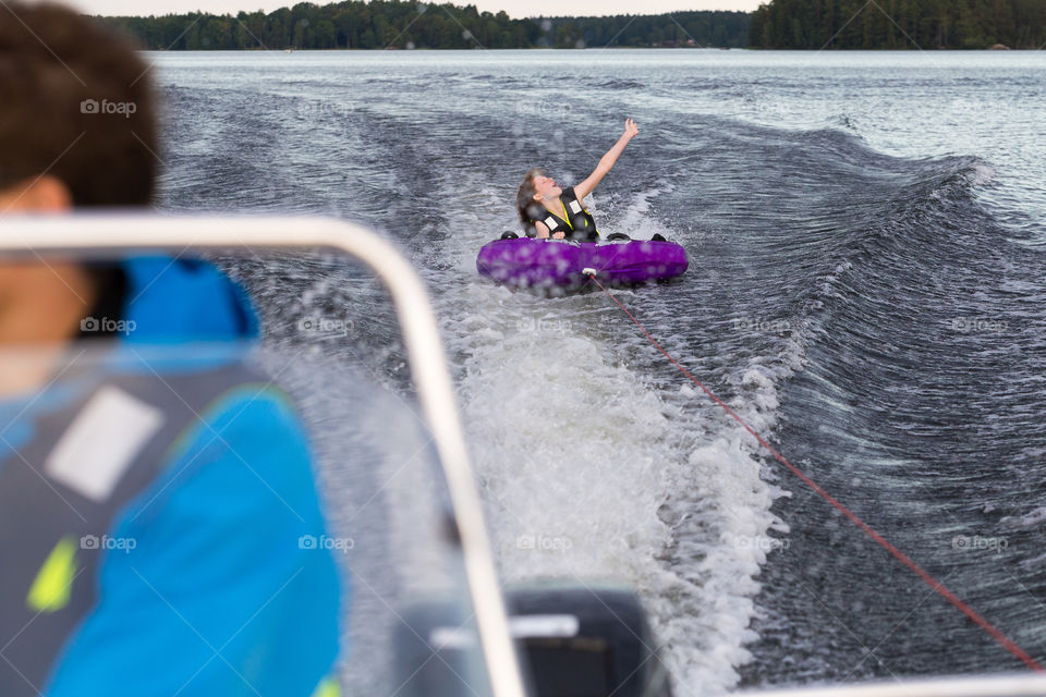 Summer family fun on a  lake