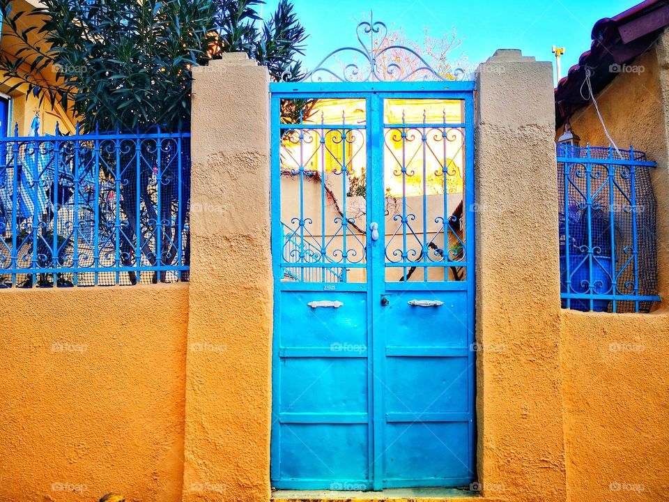 Blue gates in Thessaloniki
