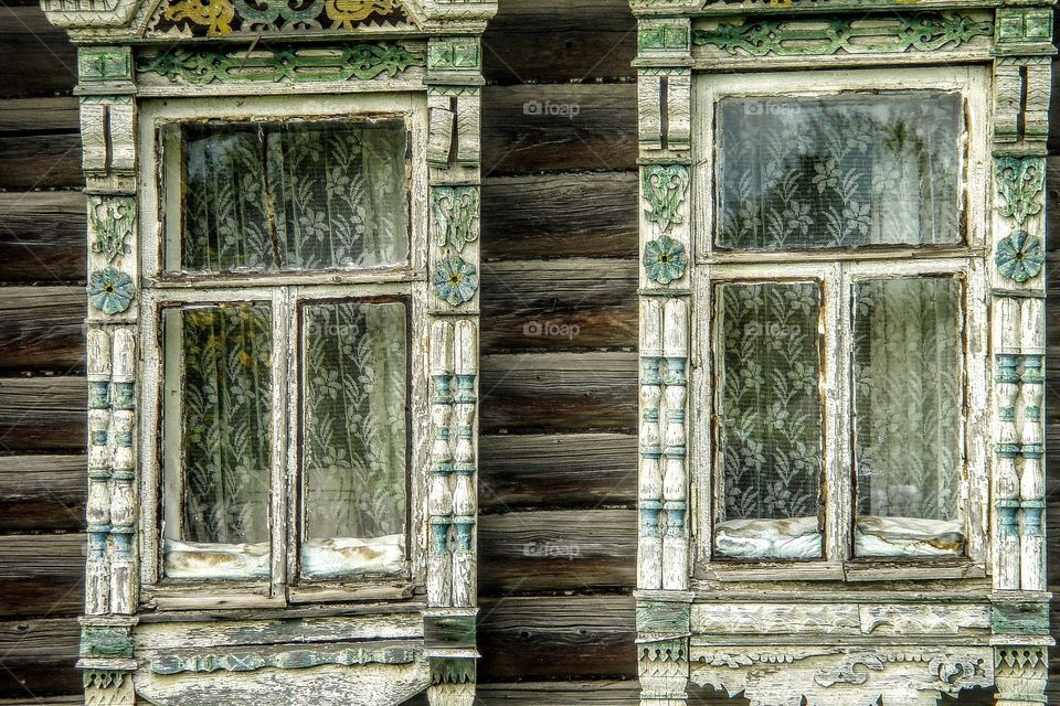 Window detail of Dacha on outskirts of Moscow