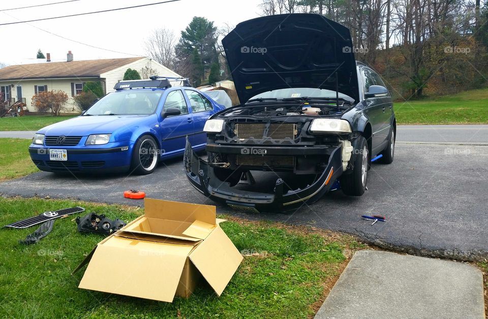Doing work on the Volkswagen Passat 