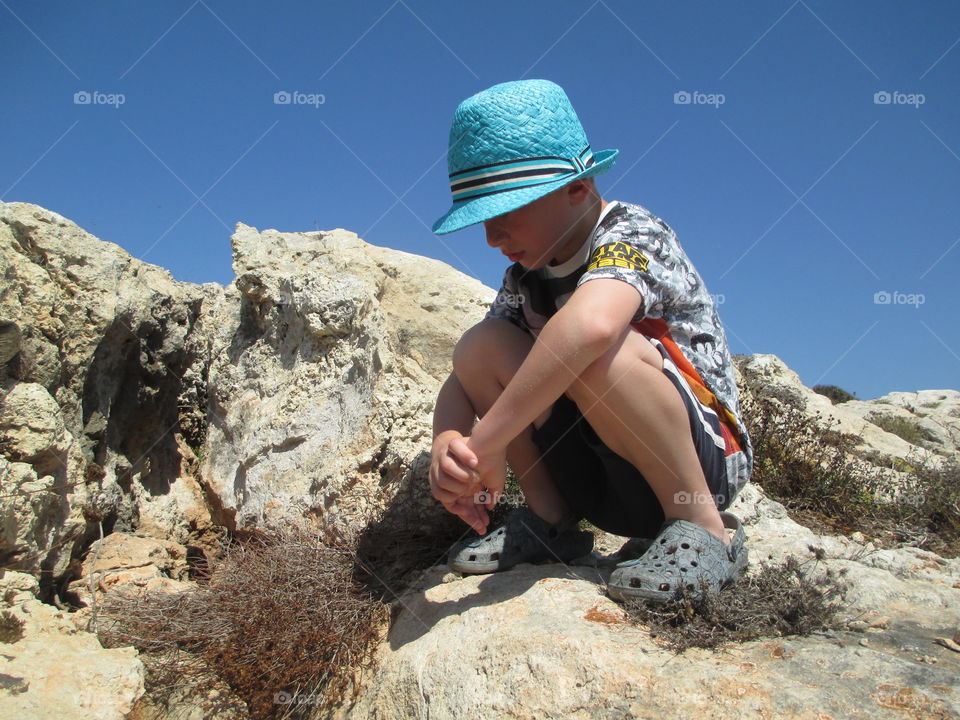 inspecting the rocks