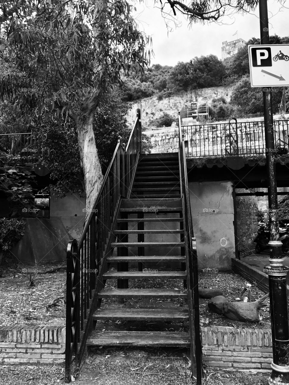 Stairs, black and white photography , outdoors 