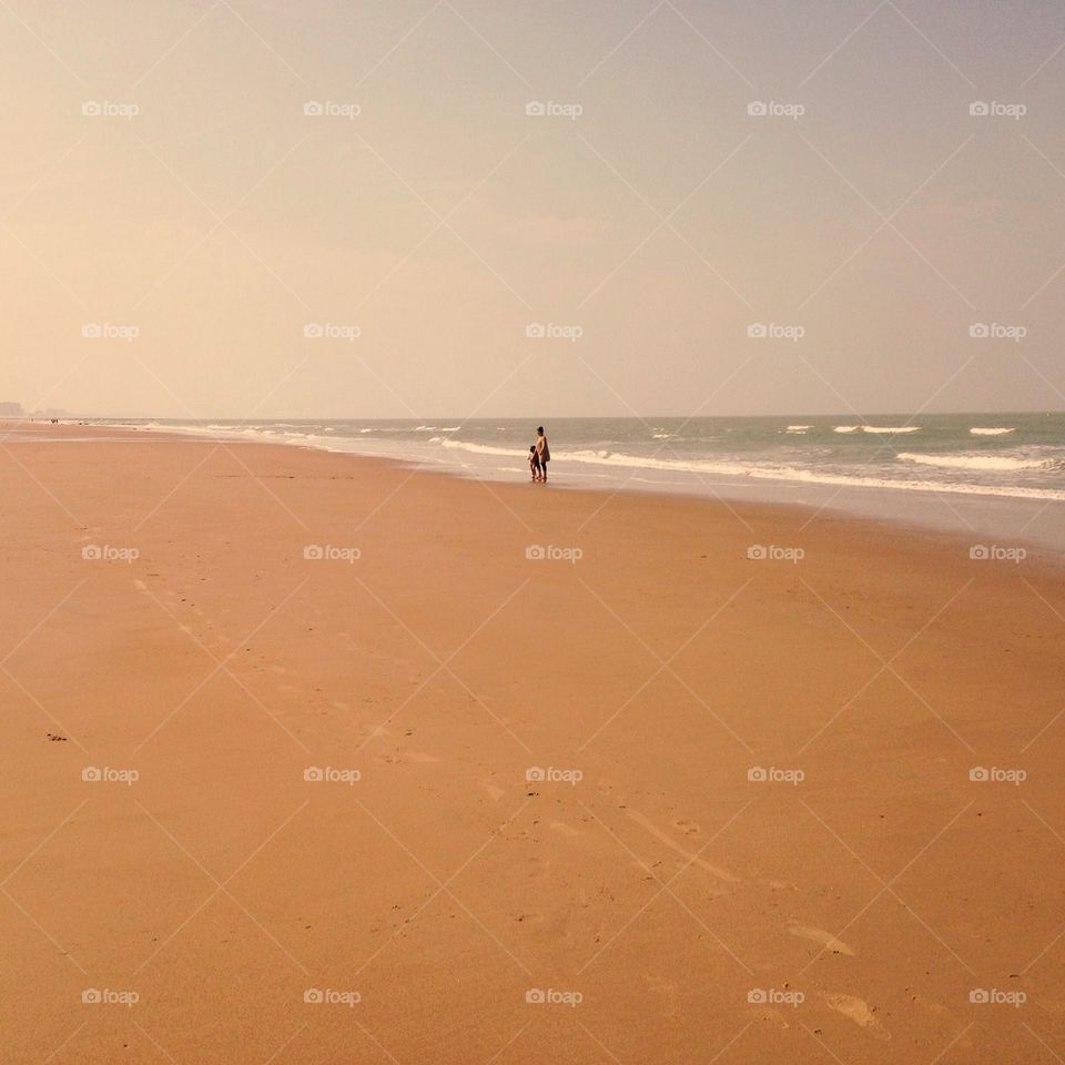 People at the wide beach