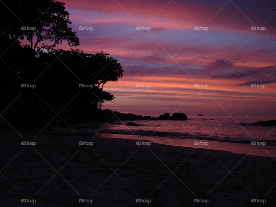 beach purple sunset thailand by valmal