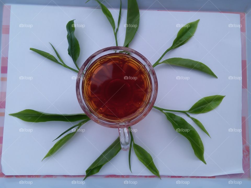 Sri Lankan tea with tea leaves
