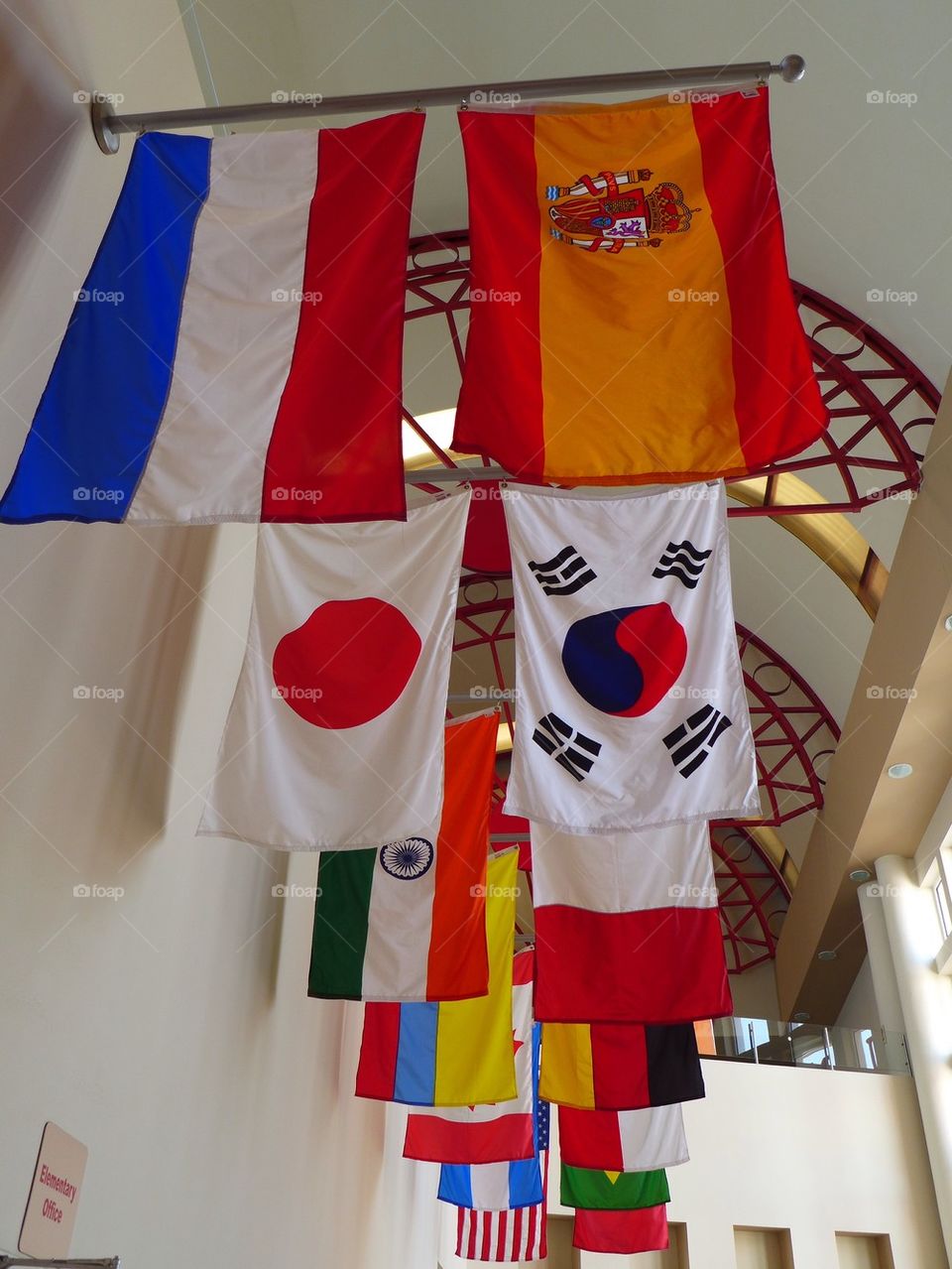 Flags of the world hanging