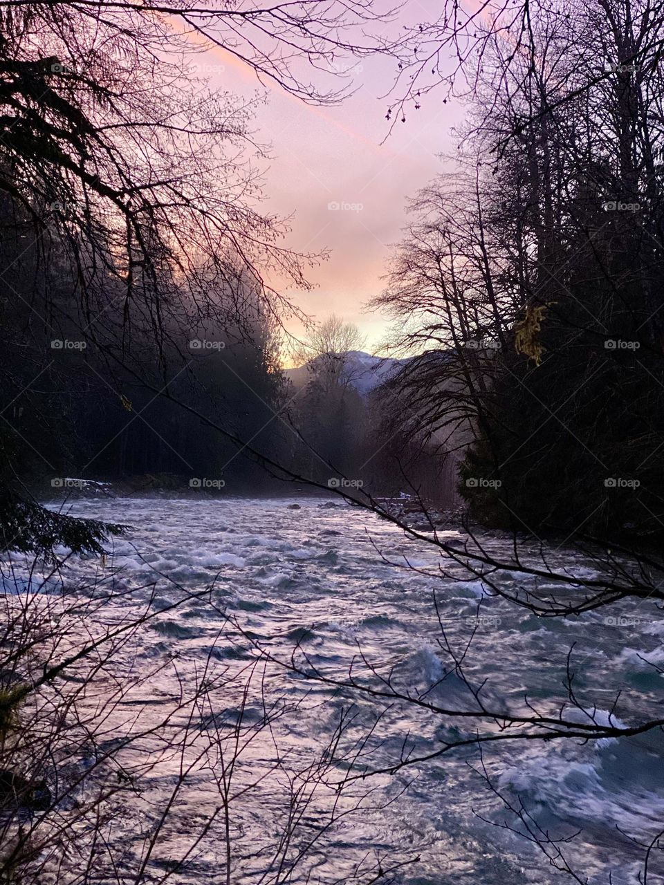 Sunset over the river 