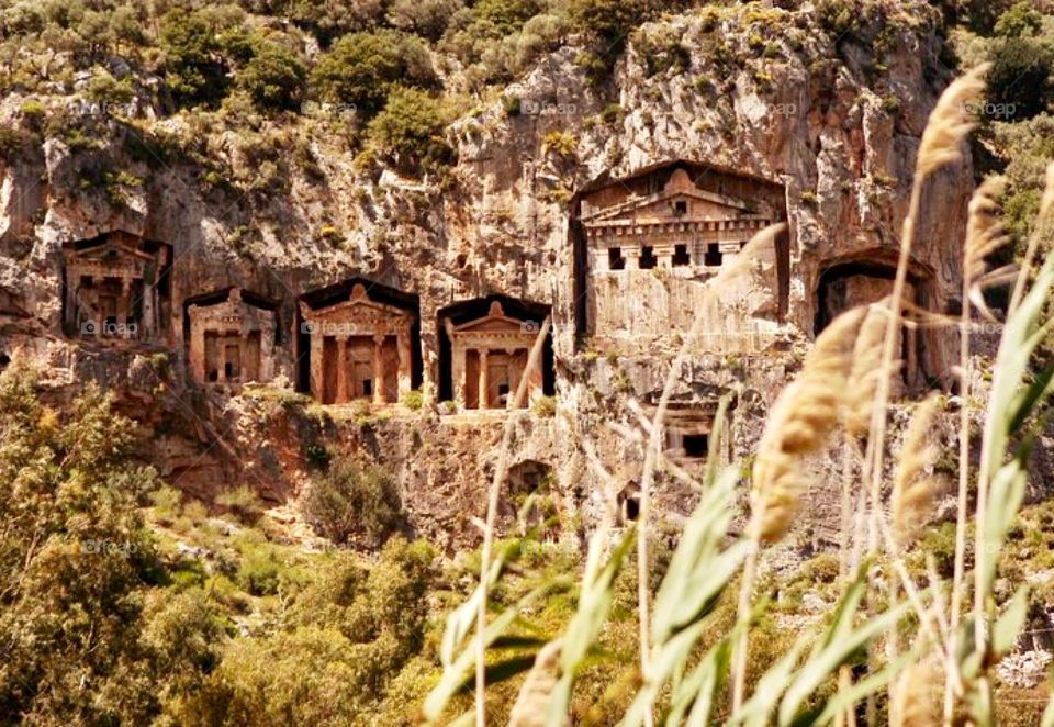 Catacombs in turkey, Dalyan. Lycian king tombs 