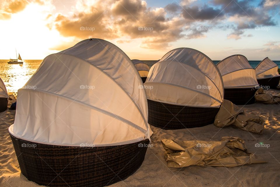 Sunset in the beach pods, Antigua 
