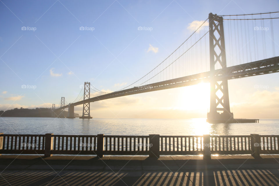 Catching the first rays of light with a view of the San Francisco Bay Bridge.