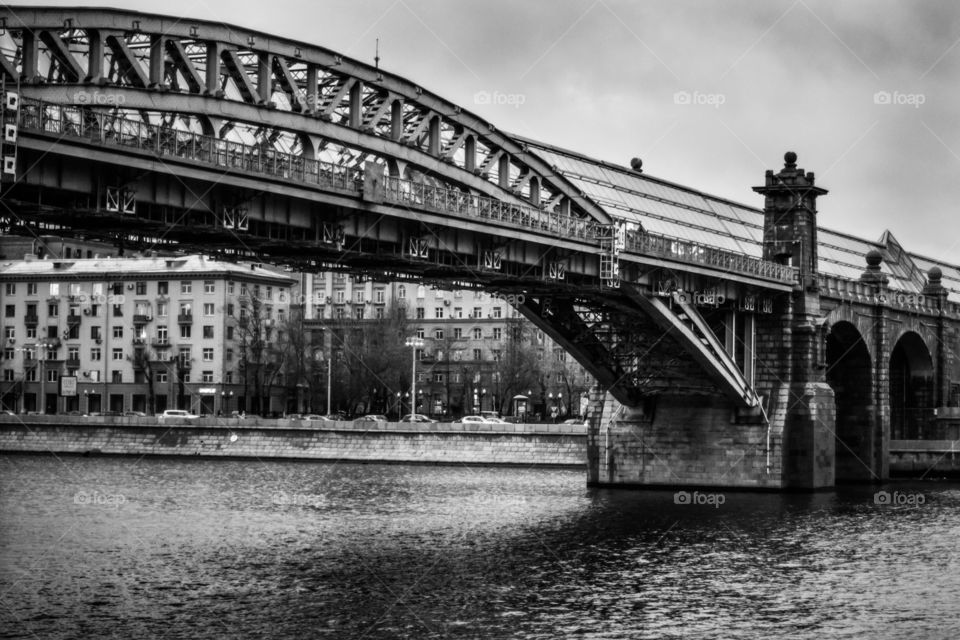 Black and white Moscow architecture , Russia 