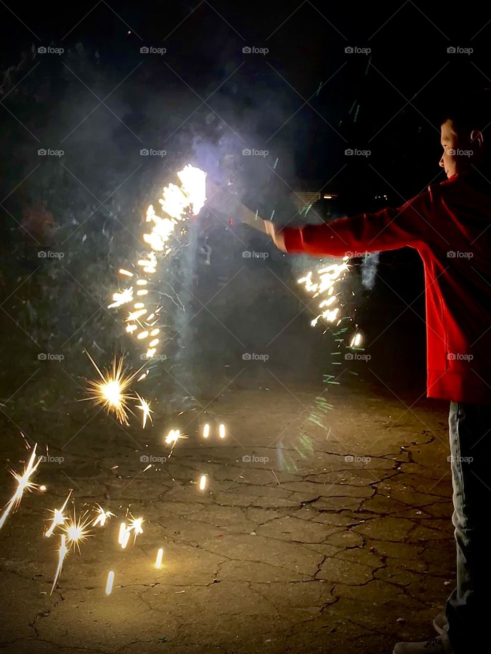 Independence Day Boy with Sparkler