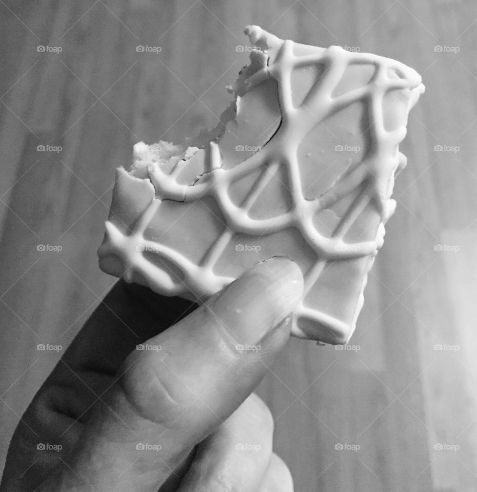 Yummy snack cake in my hand