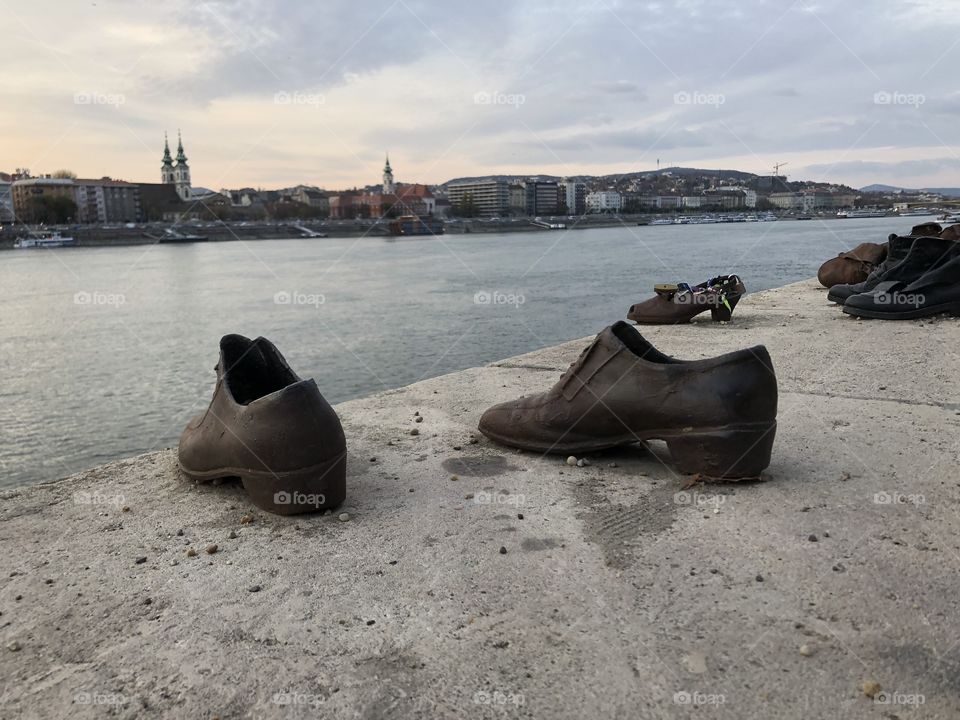 Shoes on the Danube. Beautiful view of the river but a reflection of the reality of what took place throughout Hungary and beyond. Never forget. 
