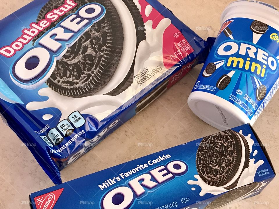Oreo mini double stuf cookies in package flat lay 