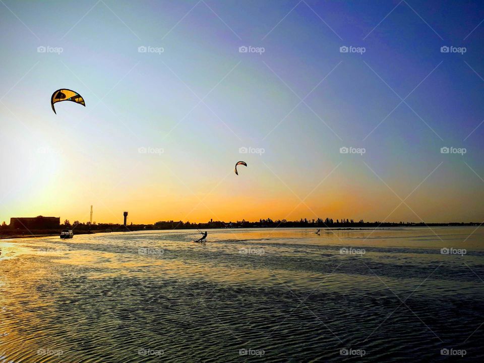 Windsurfing competition at the sea