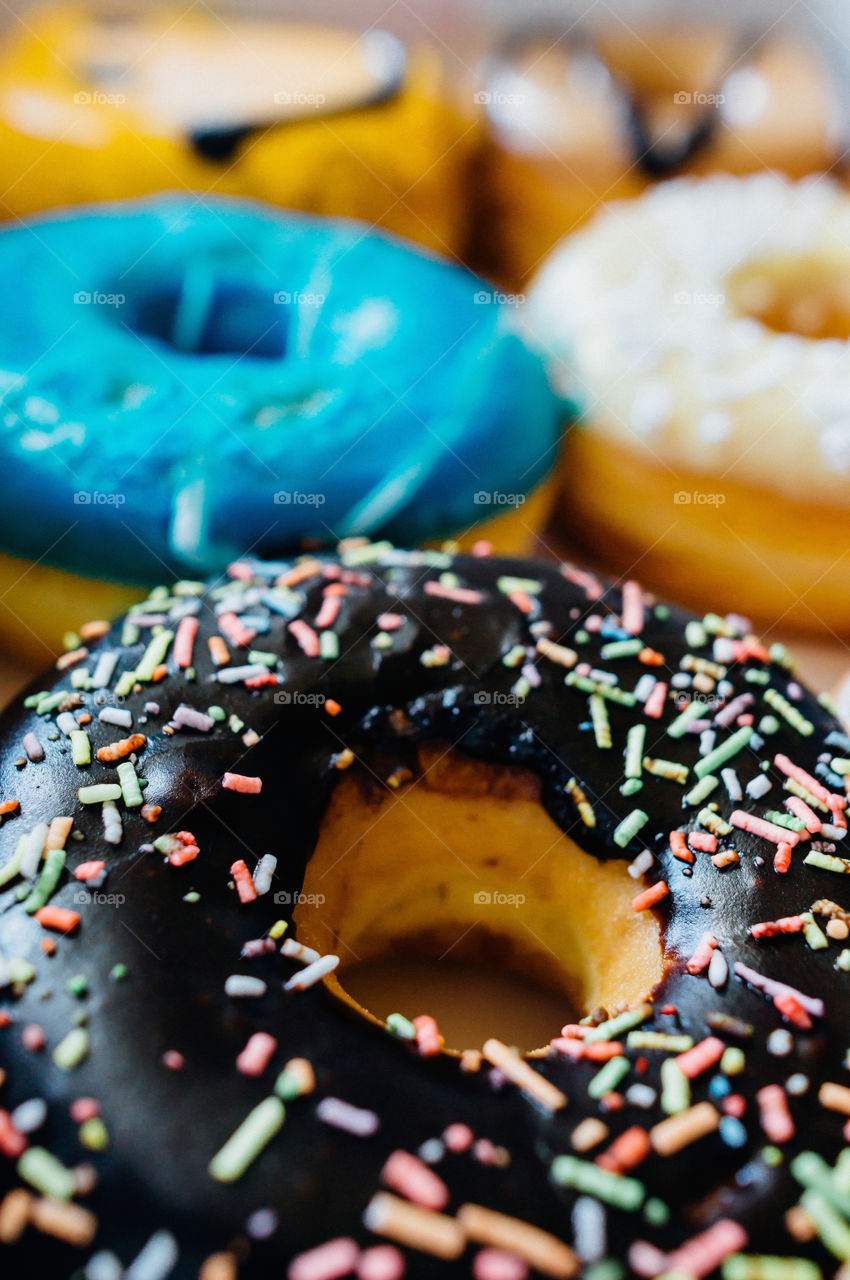 Close-up of donuts