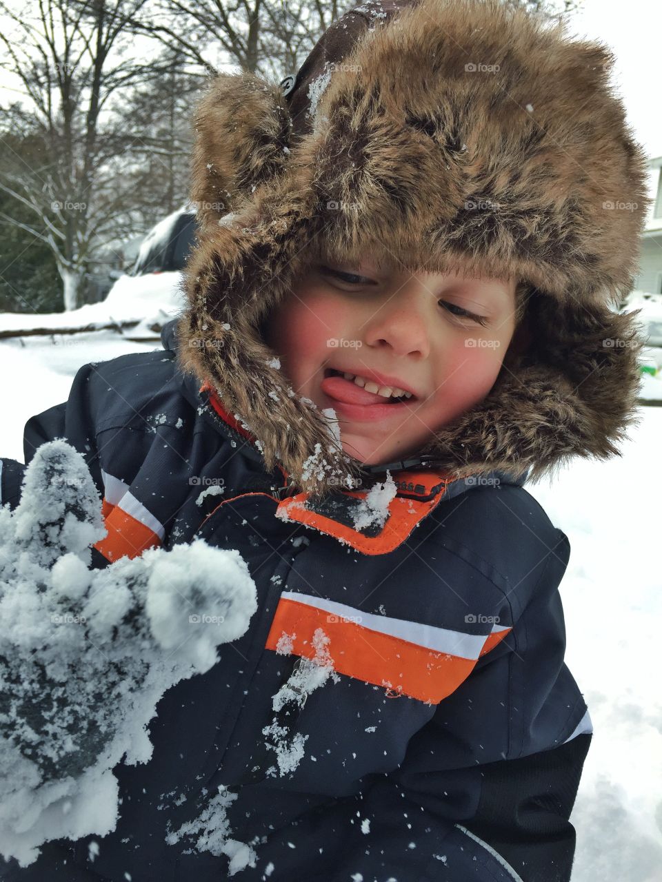 Portrait of a boy in winter