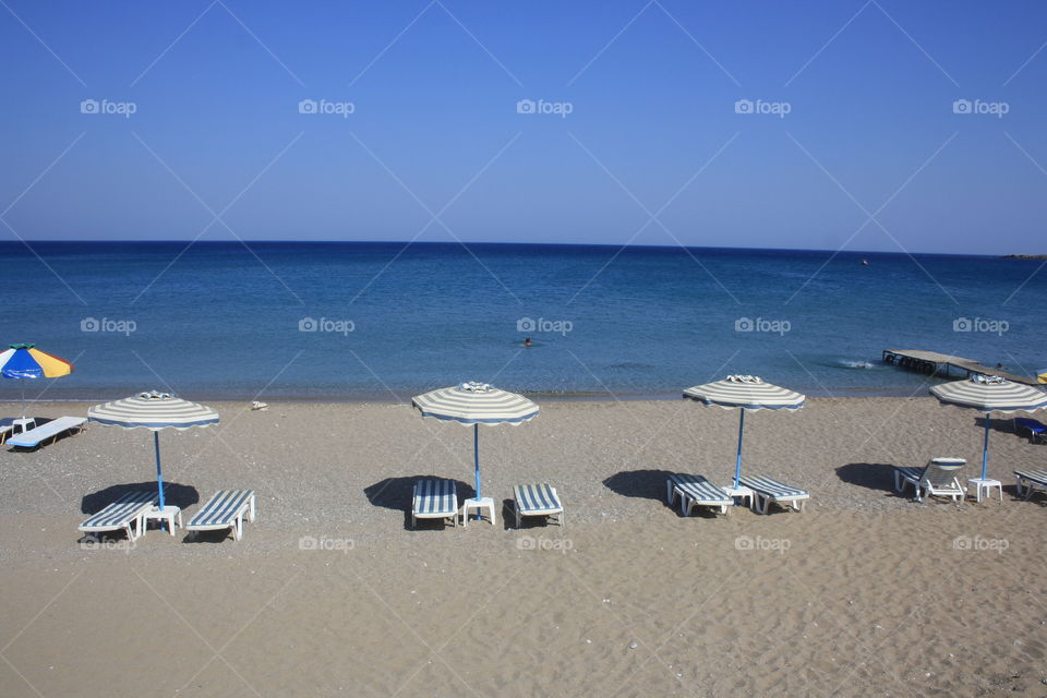 Beautiful sandy beach in Rhodes, Greece