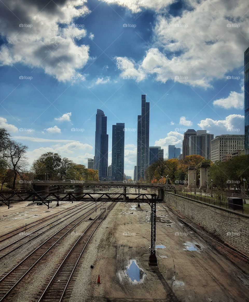 railway and downtown chicago